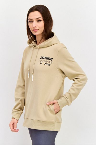 SKECHERS Women Sportswear Fit Long Sleeves Outdoor Sweatshirt, Beige