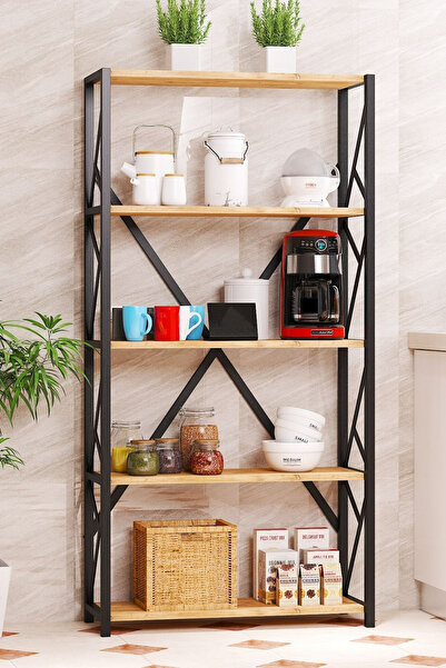 Mgr Office Çok Amaçlı 5 Raflı Mutfak Dolabı Mikrodalga Fırın Rafı Malzeme Dol...