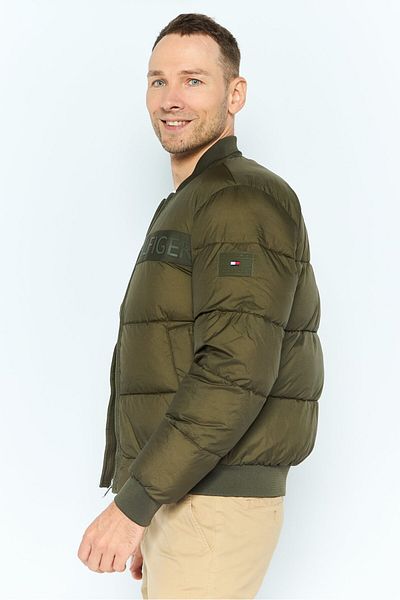 Tommy Hilfiger Men Brand Logo Bomber Jacket, Olive