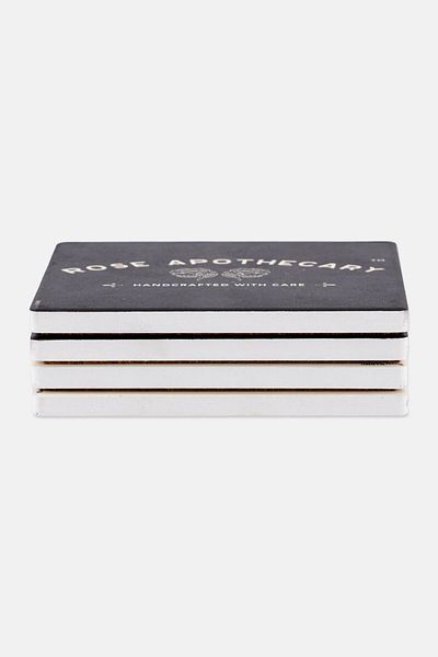 Rose Apothecary 4 Pieces Ceramic Square Coasters, Black