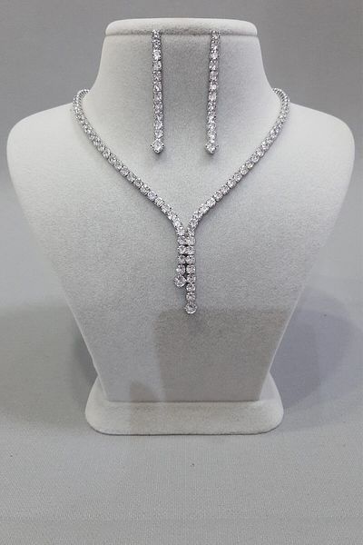 Hayalperest boncuk Elegant Zircon Necklace and Earring Set