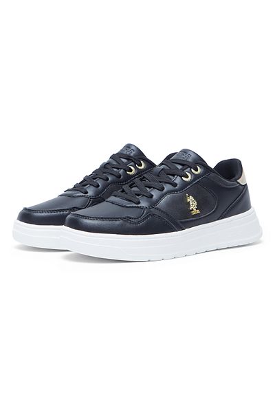 U.S. Polo Assn. Women's Black Low-Top Casual Sneakers with Iconic Branding for a Clean Look
