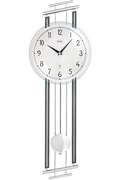 AMS Wall Clock 5314, Quartz, Silver, Analogue, Modern