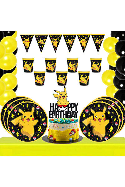 Parti Evreni Pokemon Pikachu Temalı 8 Kişilik Doğum Günü Seti