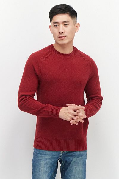 CELIO Men Crew Neck Knitted Sweater, Red