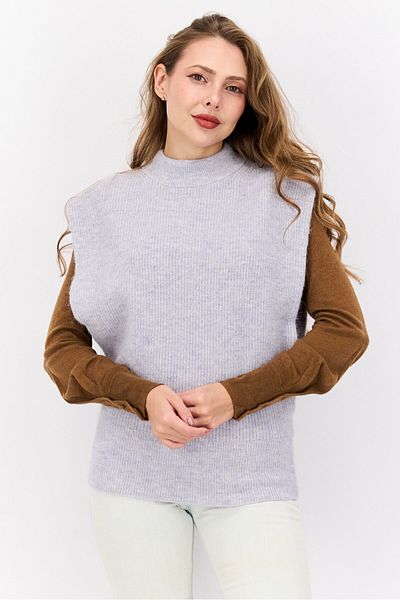 Hugo by Hugo Boss Women Mock Neck Knitted Sweater, Grey