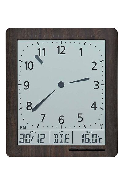 AMS Wall Clock 5893, Quartz, Grey, Digital, Modern