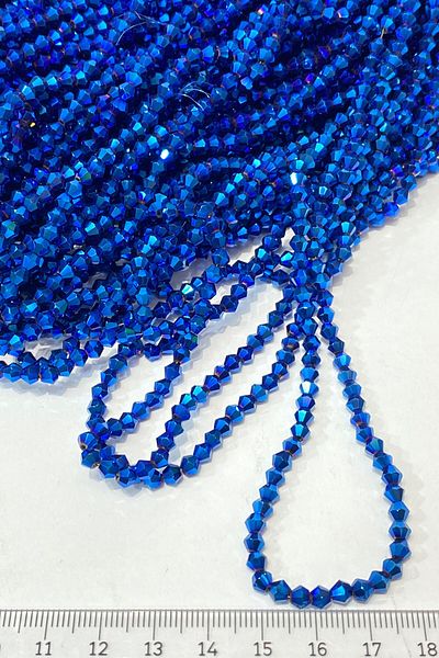 Hayalperest boncuk Blue Plated Pyramid String Crystal Beads 4 mm