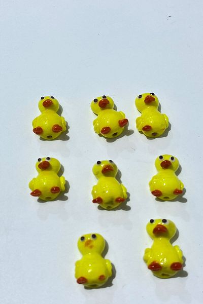 Hayalperest boncuk Yellow Murano Glass Bead Duck 1 Piece
