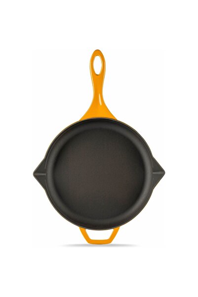 HOSSE مقلاة دائرية من الحديد المصبوب مقاس 28 سم باللون الأصفر