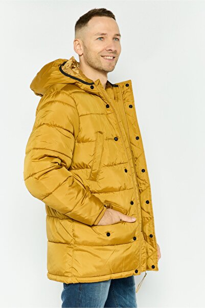 Pepe Jeans Men Hooded Quilted Jacket, Tan