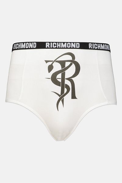 John Richmond Men Brand Logo Pull On Brief, White