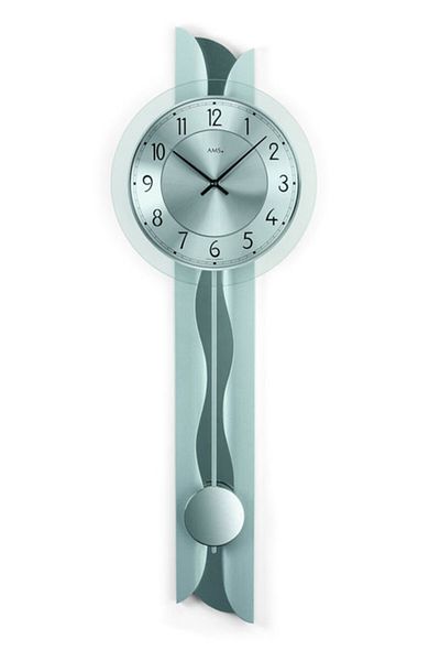 AMS Wall Clock 7216, Quartz, Silver, Analogue, Modern