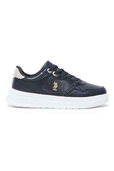 U.S. Polo Assn. Women's Black Low-Top Casual Sneakers with Iconic Branding for a Clean Look