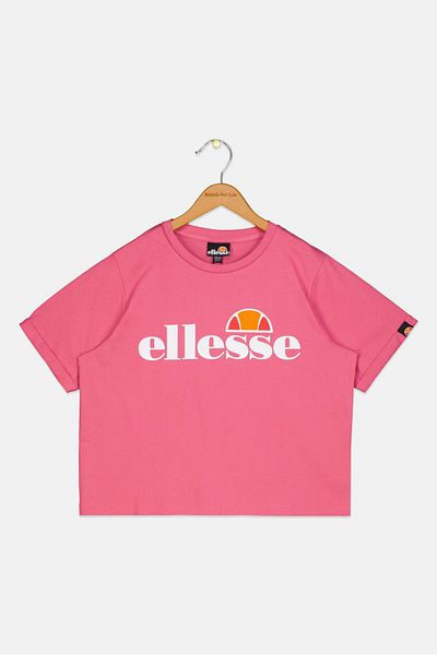 Ellesse Kids Girl Sportswear Fit Short Sleeve Outdoor Crop T-Shirt, Pink
