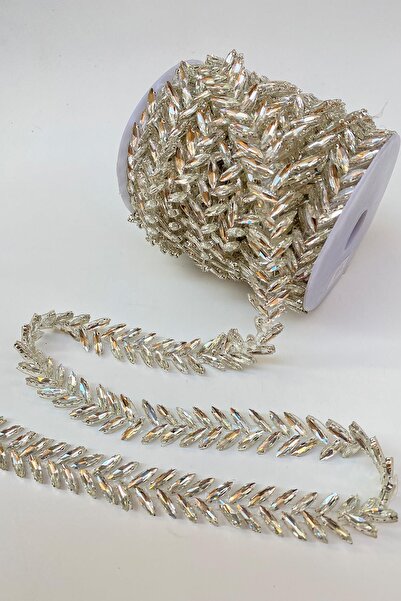 Hayalperest boncuk Ütüyle Yapışan Kasalı İnce Mekik Taşlı Abiye Şerit Bordür