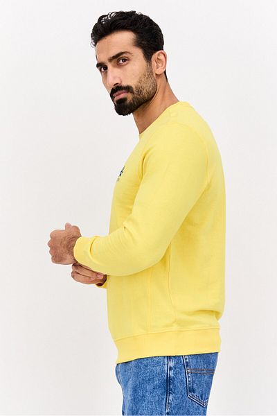 U.S. Polo Assn. Men Crew Neck Embroidered Logo Long Sleeves Sweatshirt, Yellow