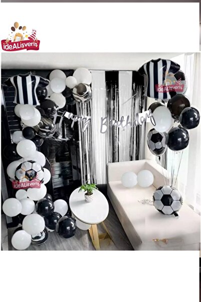 Bkmc FAN CRNO-BELI FOLIJSKI BALON SA NAPISOM "SREĆAN ROĐENDAN" LUKSUZNI SET Z...