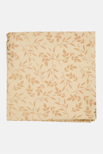 Muy Mucho Mantel Jacquard Impermeable Table Cloth 175 Cm Diameter, Tan