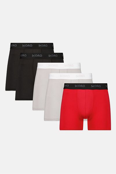 Skora Men 5 Pack Boxers, Red