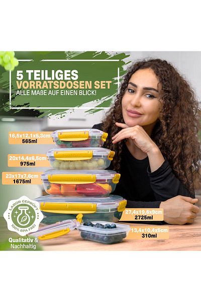 Viwares Frischhaltedosen mit Deckel - 5er Set