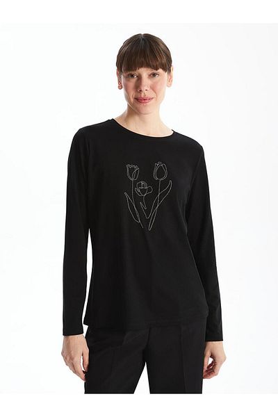 LC Waikiki Γυναικείο μπλουζάκι LCWAIKIKI Classic Crew Neck Κεντημένο