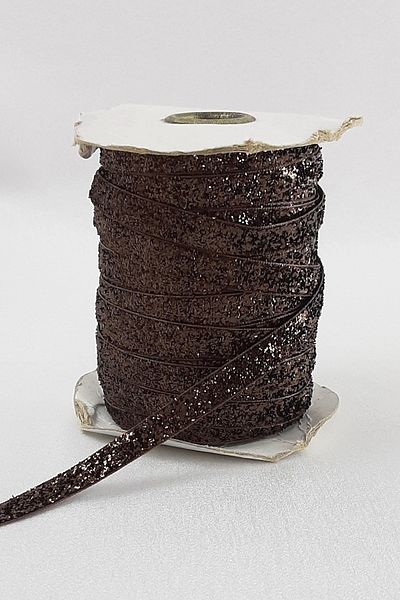 Hayalperest boncuk Σκούρο καφέ Glitter Velvet Κορδέλα 1 εκ