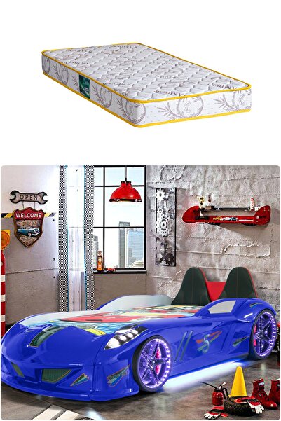 Setay Arabalı Yatak, Jaguar Koltuklu Full Ledli Arabalı Yatak - Mavi 1 Adet C...