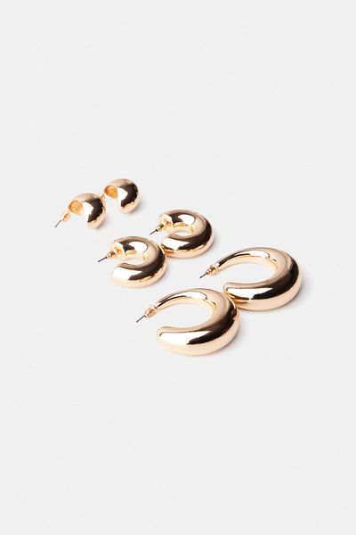 Bershka 3-pack of chunky hoop earrings