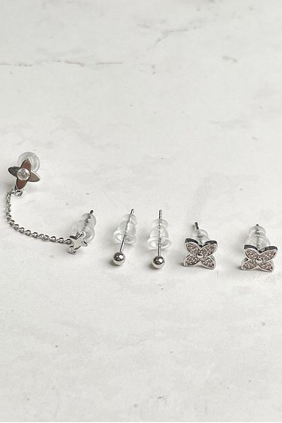 Modex Clover Figured Triple Earrings Set