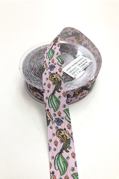 Hayalperest boncuk Κορδέλες Grosgrain με σχέδιο Γοργόνας 2,5 cm 1 Mt