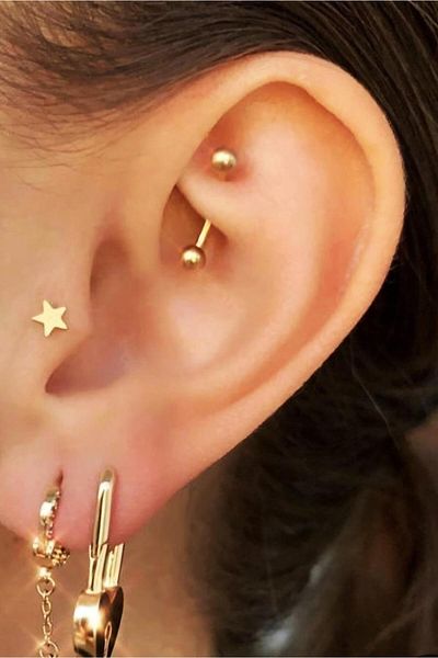 Sacce Scarves&Accessories Straight Steel Rook Piercing Daith Helix Eyebrow Belly Lobe Compatible Piercing