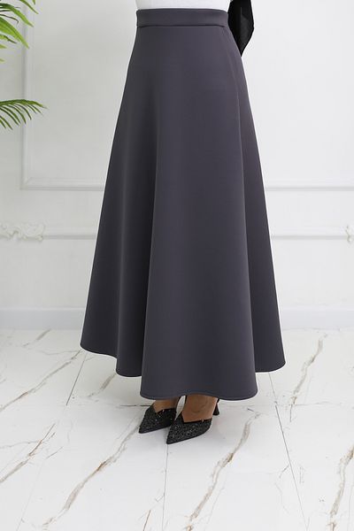 ALLMİRA FASHION Smoked Puff Scuba Hijab Flared Skirt