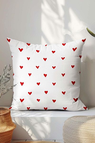 Cango Home Modern Digital Printing Red Heart Valentine's Day Themed Throw Pillow Cover Cgh1399-Ct