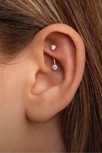 Sacce Scarves&Accessories Zircon Stone Steel Rook Piercing Daith Helix Eyebrow Belly Lobe Compatible Piercing