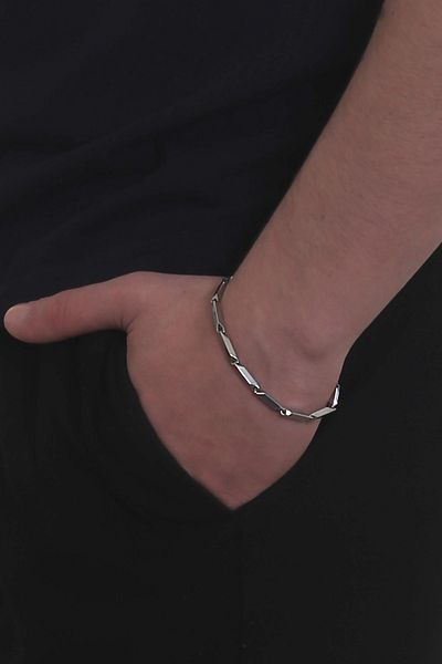 LABALABA Men's Cube Triangle Model Steel Chain Bracelet