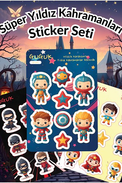 GUGUK Super Star Heroes Sticker Leaves Set