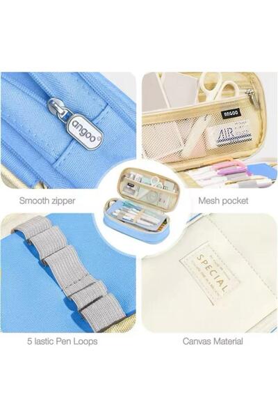 QUEVİLİY Kalemlik Kalem Kutusu çok foksiyonlu okul kalemlik kanvas 7 renk seçeneği