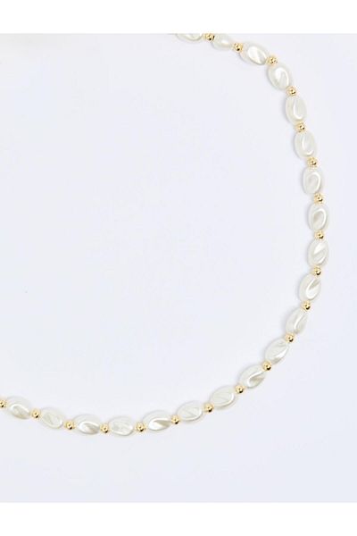 Jimmy Key White Rows Pearl Detailed Adjustable Necklace