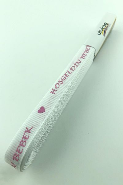 Hayalperest boncuk Welcome Baby Printed Grosgrain Ribbon 1 cm