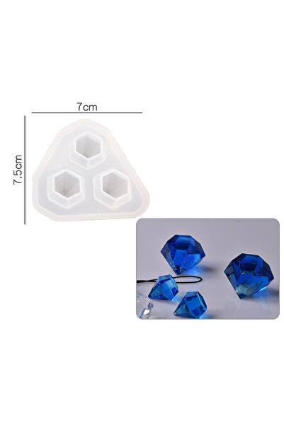 HOBİFLEX EPOKSİ REÇİNE SİLİKON KALIP İTHAL ÜÇ BOYUTLU ELMAS ANAHTARLIK SİLİKO...