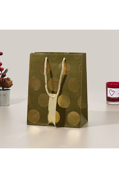 KPM Polka Dot Gift Bag - Green - 18X10X23 cm