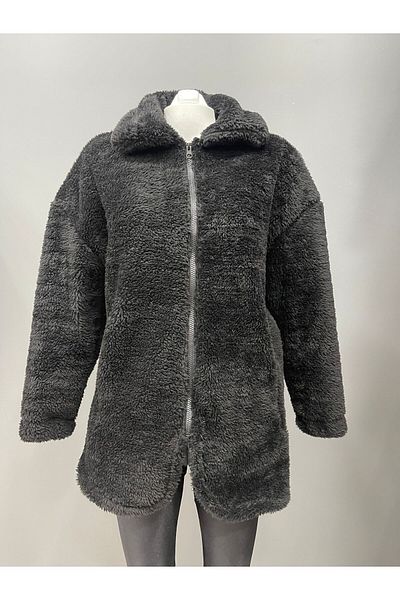 Montland Sports Women's Black Plush Windproof Welsoft Double Pocket Winter Coat Coat
