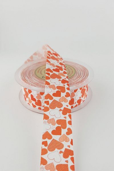 Hayalperest boncuk Κόκκινη κορδέλα Grosgrain με σχέδιο καρδιάς 2,50 cm 20 Mt