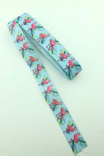 Hayalperest boncuk Panglică grosgrain imprimată cu flamingo