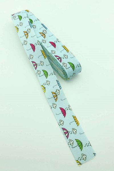 Hayalperest boncuk Μπλε ομπρέλα με στάμπα Grosgrain κορδέλα 10 Mt