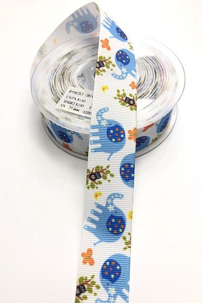 Hayalperest boncuk Κορδέλες Grosgrain με σχέδιο ελέφαντα 2,5 cm 1 Mt