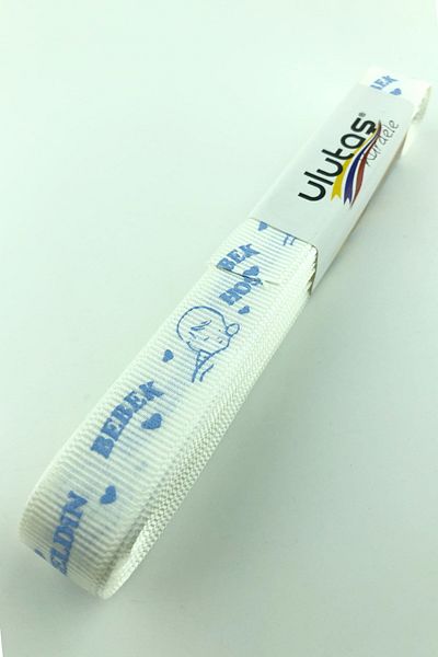 Hayalperest boncuk Κρεμ Μπλε Welcome Baby Printed Grosgrain Κορδέλα 1,5 εκ