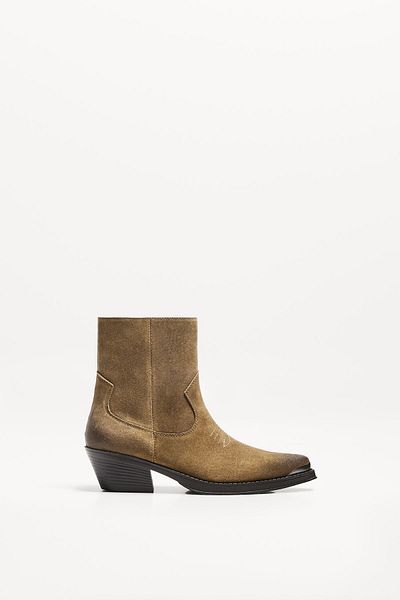 Bershka Cowboy ankle boots with metallic toe