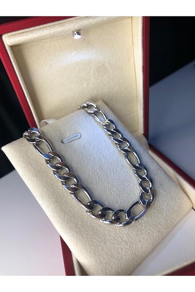vogutima Men's Steel Necklace with 7.5 mm Figaro Chain - in Light Box • Gift for Lover • Wife